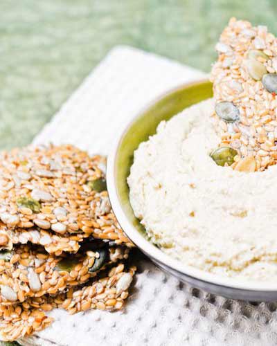 Raw Flax Seed Crackers and Hummus