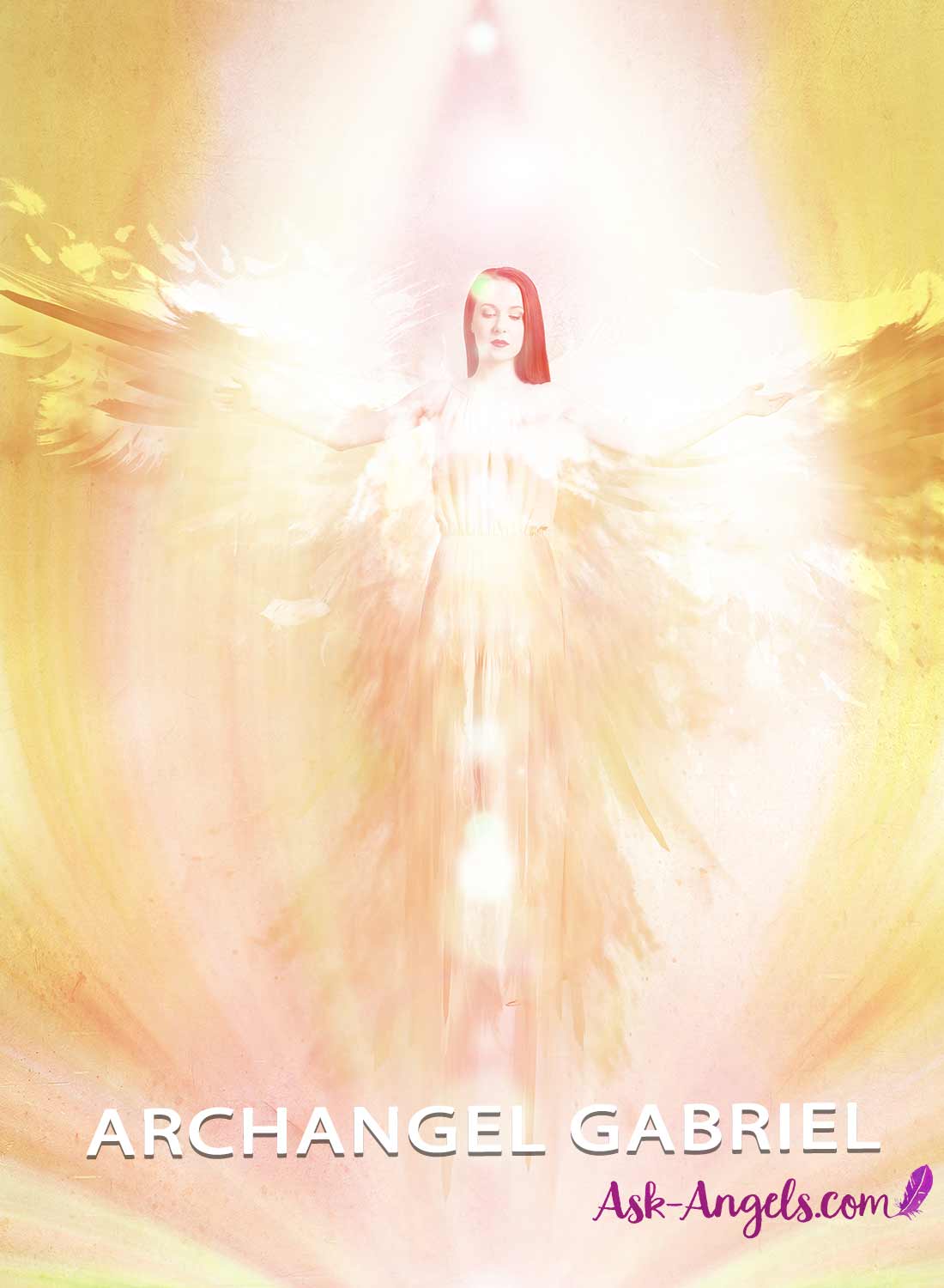 Gabriel the Archangel of Strength has a golden coppery energy and divine feminine presence of light.