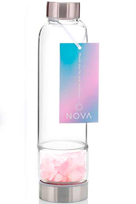 Rose Quartz Crystal Water Bottle